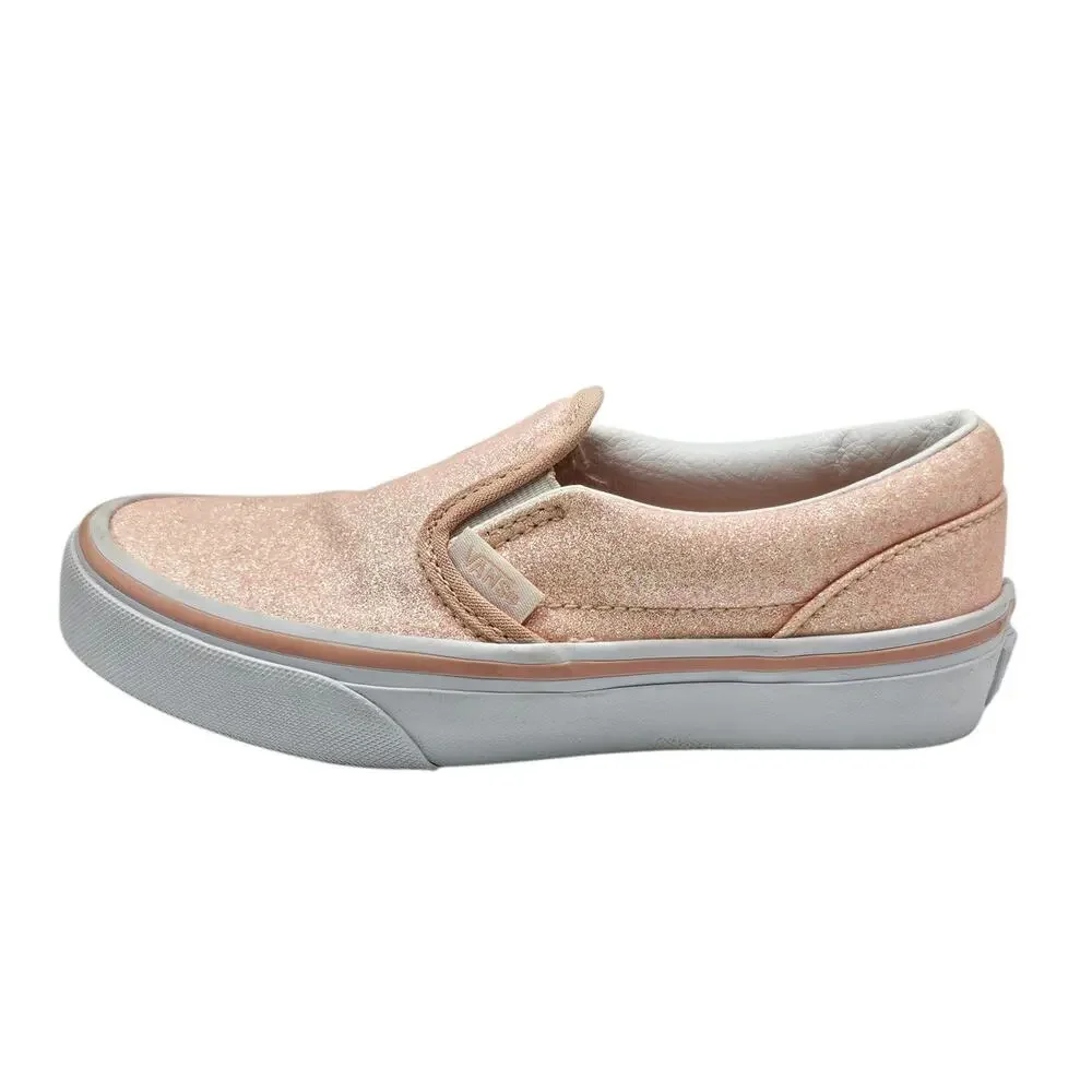 Vans Pink Apricot Nectar Glitter Classic Slip On Skate Sneaker